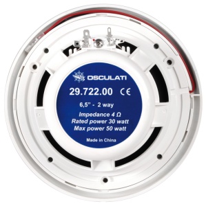 Set 2 Boxe Audio Osculati 100W – Difuzoare pe 2 căi, albe, cu design non-magnetic special conceput pentru a nu perturba instrumentele de navigație și busola.