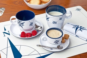 Set de 6 căni antialunecare de 320ml din colecția Northwind de la Marine Business, fabricate din melamină incasabilă cu inel antiderapant din cauciuc, ideale pentru ambarcațiuni și iahturi.