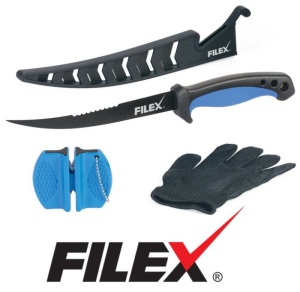 Set Cutit De Filetat Filex Cu Manusa Si Ascutitor Cutite