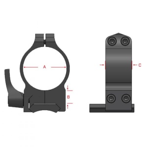 Set inele Warne Maxima Quick Detach 34mm High, compatibil Weaver si Picatinny, pentru lunete cu obiectiv 56mm si retur garantat la zero.