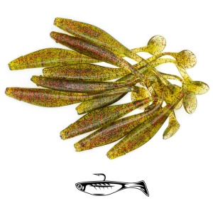 Shad suplu impregnat cu miros Fast Strike Huky Kuky 11.5cm 4.3g 10 bucati plic cu tavita rigida.
