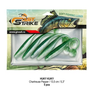 Shad soft Fast Strike Huky Kuky 13.5cm 5bucati plic blister rigid pentru salau si stiuca.