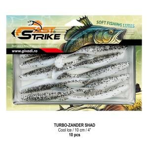 Shad de șalău Fast Strike Turbo Zander 10cm 10bucati blister rigid pentru pescuit la răpitori.