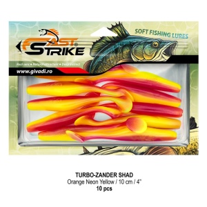 Shad de șalău Fast Strike Turbo Zander 10cm 10bucati blister rigid pentru pescuit la răpitori.