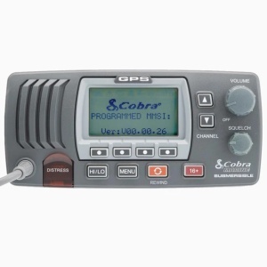 Statie VHF fixa Cobra Marine MR F77B GPS 25W cu GPS integrat apel DSC Clasa D functie Rewind-Say-Again si etanseitate IPX8.