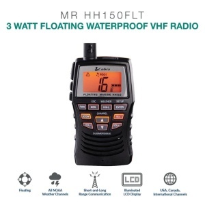 Statie VHF portabila Cobra Marine MR HH 150 FLTE 3W corp plutitor cu ecran LCD iluminat si etanseitate IPX7.