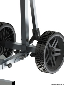 Suport de motor ultra-ușor și pliabil Odesea XT-65 (Osculati) – Stand mobil din aluminiu anodizat și inox, greutate 4Kg, capacitate 60KG / 25CP, cu roți pliabile integrate.
