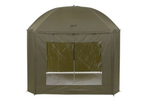 Umbrelă cu paravan Mivardi Session XL 220cm, ideală pentru protecție împotriva ploii, vântului și soarelui în sesiunile de pescuit.