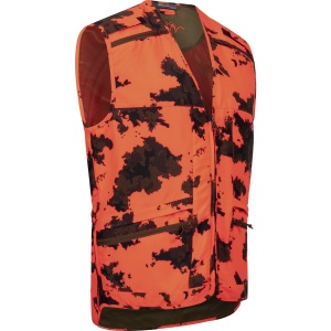 Vestă de vânătoare de înaltă vizibilitate pentru goană Blaser Kalle Vest Blaze Orange Camo certificată DIN EN 17353.