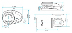 Vinci electric vertical Lewmar V1 de 12V și 700W fabricat din oțel inoxidabil AISI 316, echipat cu tehnologii patentate FastFit™ și Fall Safe™, livrat ca set complet cu solenoid, siguranță de 90A și levier de control.