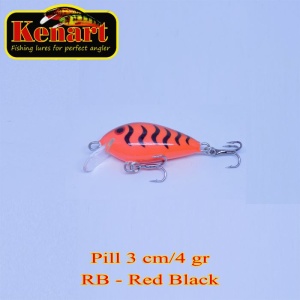 Vobler Kenart Pill 3cm 4g Sinking Red Black