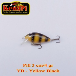 Vobler Kenart Pill 3cm 4g Sinking Yellow Black