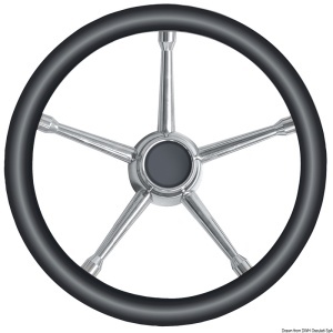 Volan premium pentru barcă Savoretti Armando de 350mm cu 5 spițe din inox – Echipament marin original de lux fabricat în Italia, coroană îmbrăcată în poliuretan de înaltă densitate cu butuc universal integrat - CARBON