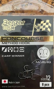 Cârlige Benzar Mix Method Carp Devil cu tijă Curve Shank, microspin extrem de ascuțit și ochet înclinat, fabricate în Japonia de Maruto, ideale pentru pescuitul method feeder la crap cu monturi Hair Rig