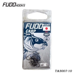 Cârlige Fudo Iseama Ring Black-Nickel – vârf Triangle Point, oțel japonez, formă Iseama, acoperire BN anticoroziune, ideale pentru crap și feeder.