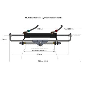 Cilindru hidraulic de înaltă performanță Hydrodrive 175 CP (MC 175W) cu braț dublu pentru sisteme de guvernare MF175W – Componentă marină premium heavy-duty, cursă de 208mm, volum de 86cc și 3 ani garanție.