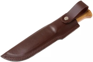 Cuțit Helle Didi Galgalu – Instrument full-tang premium cu lamă de 12,9 cm din oțel 12C27, mâner ergonomic din lemn Kiaat și teacă tradițională din piele.