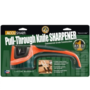Dispozitiv de ascuțit AccuSharp – Instrument manual robust cu lame din carbură de Wolfram, bare ceramice și mâner ergonomic cauciucat pentru stabilitate maximă.