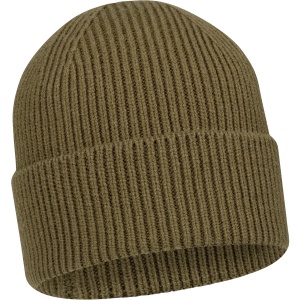 Fes tricotat din lână Blaser Tommy Rib Dark Olive cu manșetă lată și logo Argali metalic.