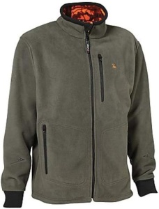 Jachetă fleece reversibilă Verney-Carron 450 g/m², cu fețe Ghost Camo blaze și kaki pentru vânătoare în sezon rece