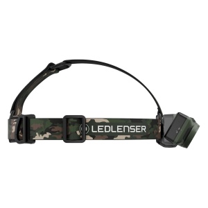 Lanternă frontală Ledlenser HF6R RGB Camo 900 lumeni cu senzori Adaptive Light Beam, lumini RGB și carcasă din aluminiu IP67.