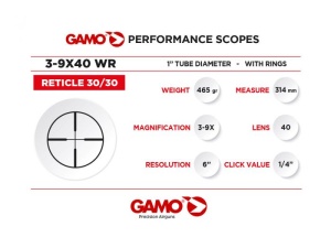 Luneta Gamo 3-9x40 WR cu prindere medie pentru aer comprimat