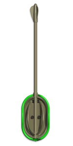Momitor Method Cralusso Small Rocket Kaki 50x28mm cu matriță Green Shell – design compact, aerodinamic, fixare sigură a nadei și camuflaj eficient pe substrat.