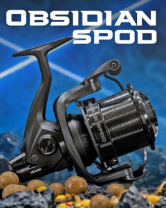 Mulinetă Spod Okuma Obsidian – Cadru C-40X de 500g, recuperare ultra-rapidă 121cm/tur și sistem de oscilație super-lentă pentru distanță maximă.