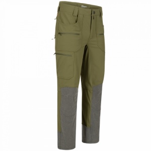 Pantaloni vânătoare Blaser Tackle Softshell Dark Olive, Cordura elastică cu Kevlar, impermeabili 10.000 mm, buzunare multiple pentru muniție și accesorii.