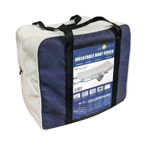Prelată barcă pneumatică Oceansouth MA 601 – Prelată premium semi-custom pentru depozitare iernare și staționare realizată din pânză Atlas Marine rezistentă la UV de 280 g/m² cu acoperire PU impermeabilă și decupaj special pentru motorul outboard.