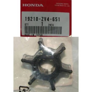 Rotor pompă apă Honda 9.9/15 CP – Piesă de schimb originală pentru motoare de barcă 4T, cod OEM 19210-ZV4-651, cu 6 pale, diametru interior 14.10mm, diametru exterior 41mm și lățime 28.55mm.