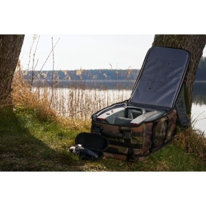 Rucsac transport navomodel Deeper Spark Backpack 55x35x25cm camo cu husa de ploaie curele laterale si protectie la socuri