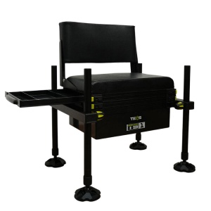 Scaun modular TEOS Seatbox TS1 D30 cu spătar rabatabil, sertar lateral și cadru din aluminiu.