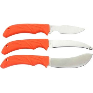 Set Cuțite Frankonia Orange – Trei lame specializate din oțel 440A, mânere portocalii antiderapante și husă de transport din Cordura