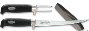 Set Filetat Marttiini, Cuțit 19cm, Furcă și Pensetă, Cutie Lemn