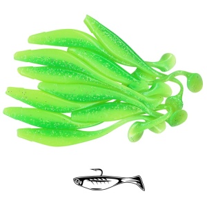 Shad suplu impregnat cu miros Fast Strike Huky Kuky 11.5cm 4.3g 10 bucati plic cu tavita rigida.
