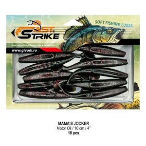 Shad Fast Strike Mama's Jocker 10cm cu corp segmentat și silicon impregnat cu aromă.