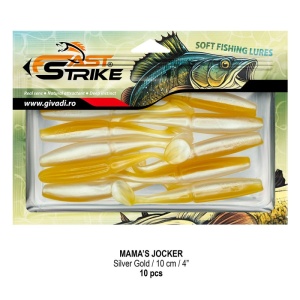 Shad Fast Strike Mama's Jocker 10cm cu corp segmentat și silicon impregnat cu aromă.