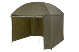 Umbrelă cu paravan Mivardi Session XL 220cm, ideală pentru protecție împotriva ploii, vântului și soarelui în sesiunile de pescuit.