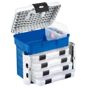 Valigetă profesională pentru pescuit Panaro Model 501 cu 5 compartimente și dimensiuni 420x303x400 mm – Cutie rigidă cu tăvi culisante în trepte, fabricată în Italia din polipropilenă rezistentă la impact, aditivi și raze UV.