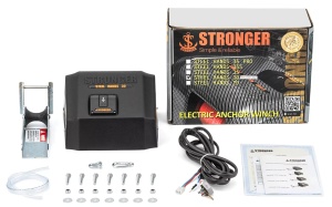 Anchoră electrică premium de proovă Stronger Steelhands 30 (SH-30), echipată cu motor de 85W la 12V, carcasă din plastic ABS rezistent la UV, ruliu din oțel inoxidabil, tambur cu frânghie de 30m și funcție de coborâre în cădere liberă (free fall).