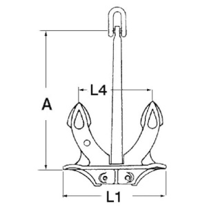 Gamă completă de ancore tradiționale model Hall de la Osculati fabricate din fontă turnată și galvanizată la cald prin imersie, echipate cu cap articulat pivotant, disponibile în variante de greutate de la 16kg până la 60kg.