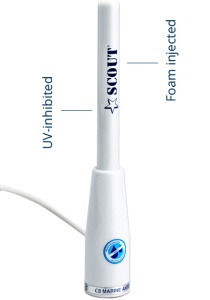 Antena marina de banda larga Scout KS-7B 24cm negru din fibra de sticla pentru receptie radio AM FM DAB si TV terestra.
