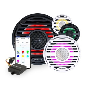 Boxe Aquatic PC410 Pro Clasic (120W) – Boxe marine albe de 6.5 inch cu iluminare RGB LED integrată și certificare IP65 pentru sunet și stil în medii nautice solicitante.