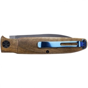 Briceag Umarex Blue Wood Knife 5 cu lamă 88mm, plăsele din lemn de nuc și teacă din piele
