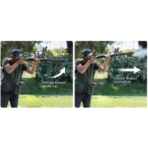 Cameră de acțiune pentru vânătoare HIKMICRO HIKCam A7E 4K 64GB, echipată cu sistem de activare la recul, zoom 2x-8x, protecție IP67 și adaptoare de montaj pe țeavă.