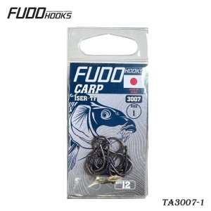 Cârlige Fudo Iseama Ring Black-Nickel – vârf Triangle Point, oțel japonez, formă Iseama, acoperire BN anticoroziune, ideale pentru crap și feeder.