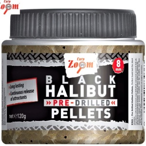 Carp Zoom Pre-Drilled Black Halibut Pellets 15mm