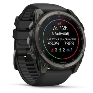 Smartwatch GPS Garmin fēnix 9 Sapphire 51mm Titanium cu ecran AMOLED și carcasă Carbon Grey DLC.
