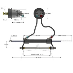 Kit complet de guvernare hidraulică Hydrodrive MF90W pentru motoare outboard de până la 90 CP – Sistem marin premium cu răspuns direct la cârmă, cilindru structural MC 90W, furtunuri de 4.5m și 3 ani garanție.